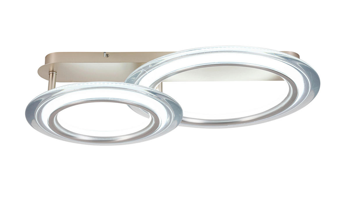 LED-DECKENLEUCHTE 42 W    66/45/16 cm  - Chromfarben/Champagner, Design, Kunststoff/Metall (66/45/16cm) - Dieter Knoll