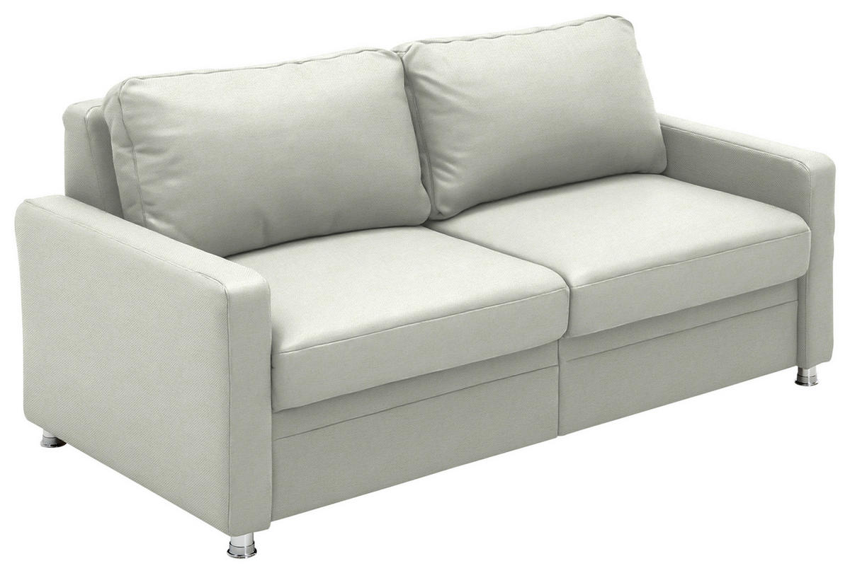 SCHLAFSOFA  in Chenille Weiß  - Chromfarben/Weiß, KONVENTIONELL, Textil/Metall (186/90/100cm) - Beldomo Style