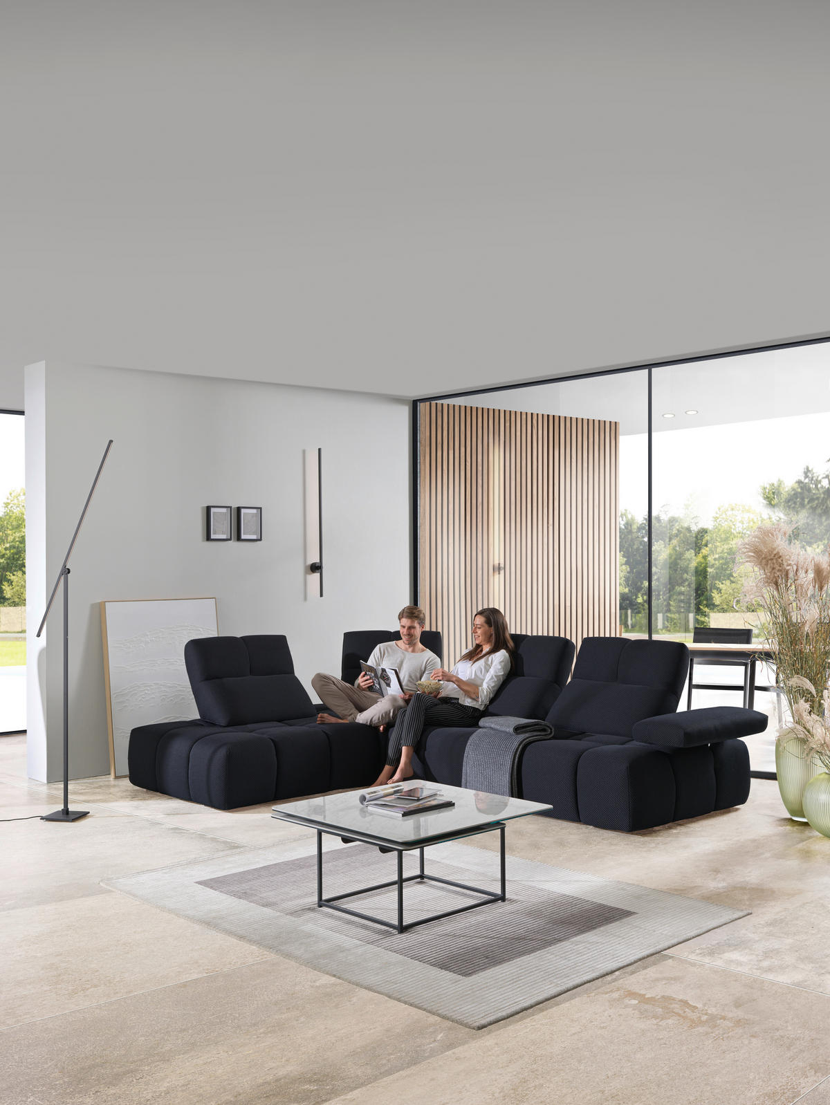 ECKSOFA in Struktur Schwarz  - Schwarz, Design, Kunststoff/Textil (233/313cm) - Emilio Belluti