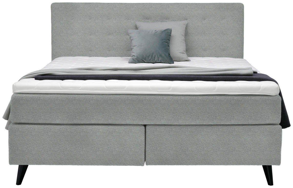 BOXSPRINGBETT 180/200 cm  in Grau  - Schwarz/Grau, Konventionell, Holz/Textil (180/200cm) - Voleo