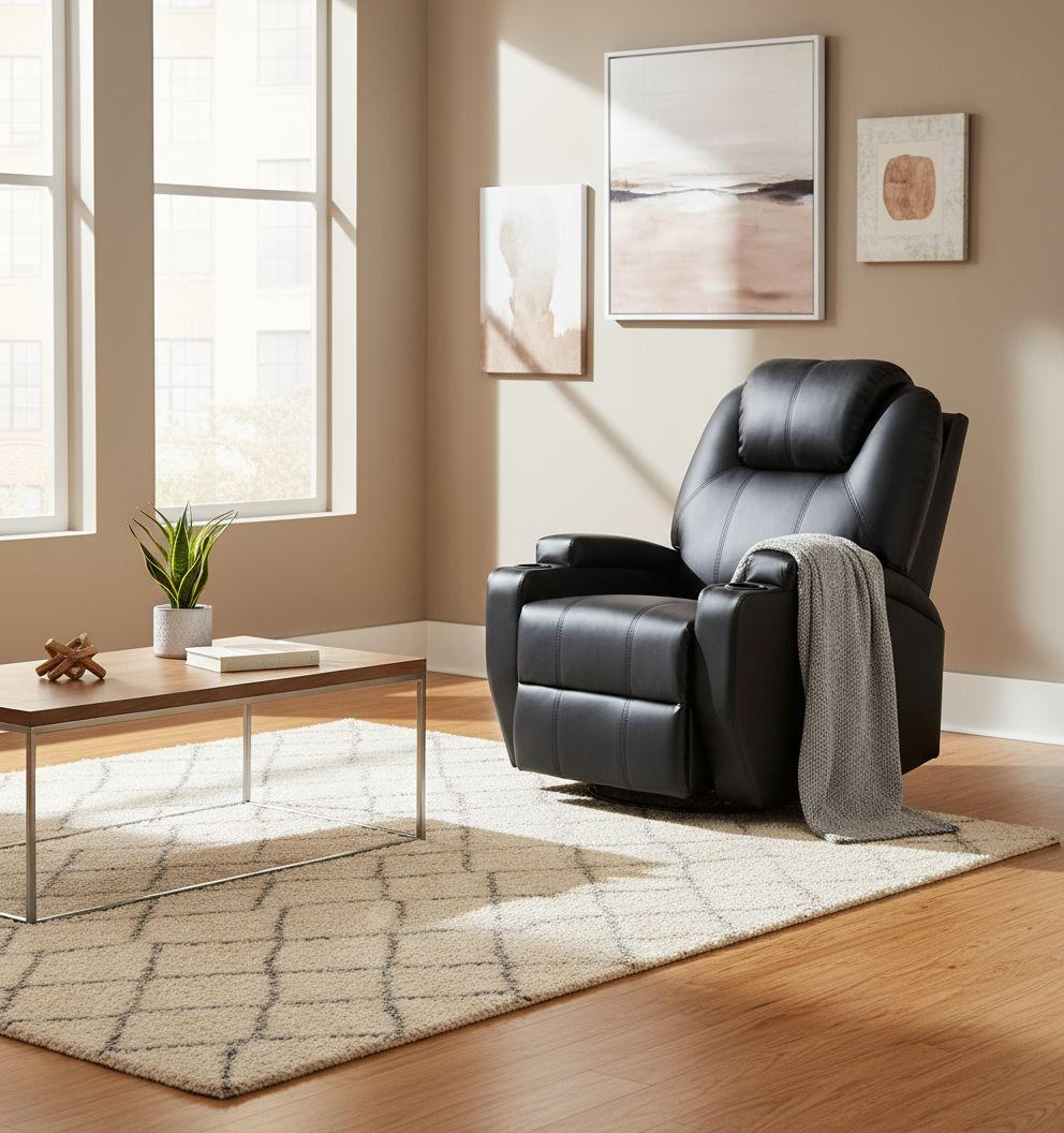 MASSAGESESSEL Lederlook Schwarz    - Schwarz, MODERN, Textil/Metall (86/110/96cm) - P & B