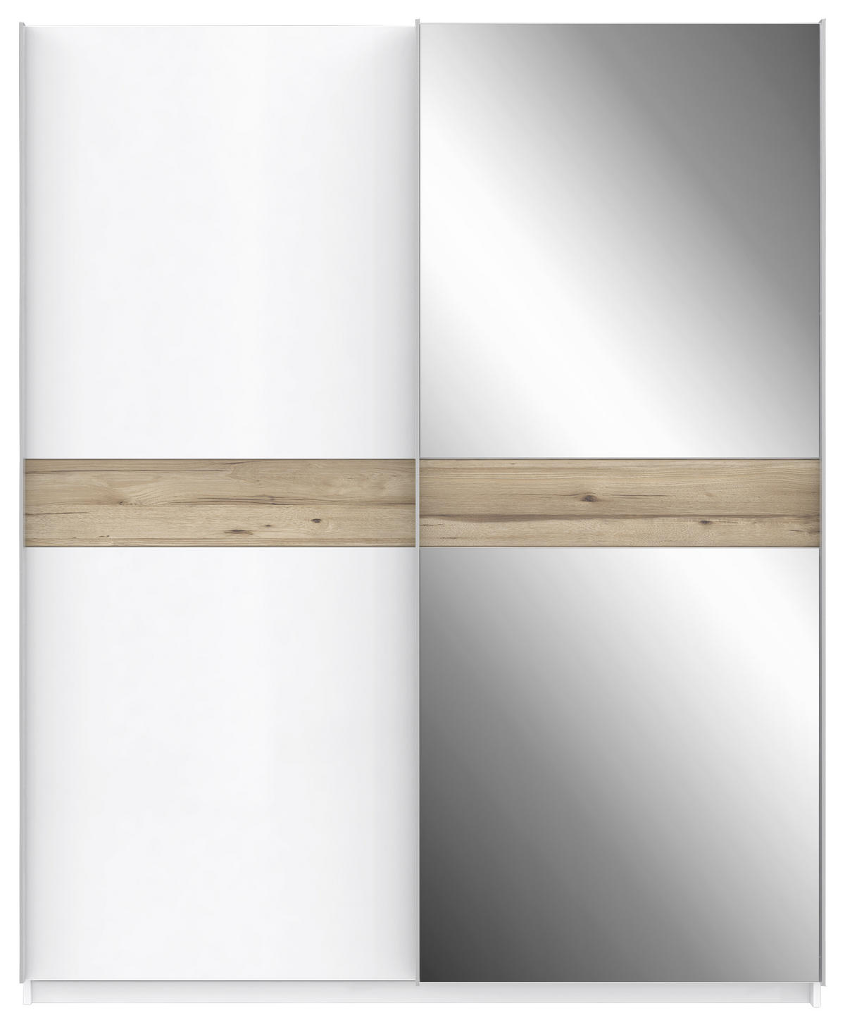  SCHWEBETÜRENSCHRANK 170,3/210,5/61,2 cm 2-türig  - Weiss/Eichefarben, Modern, Glas/Holzwerkstoff (170,3/210,5/61,2cm) - Xora
