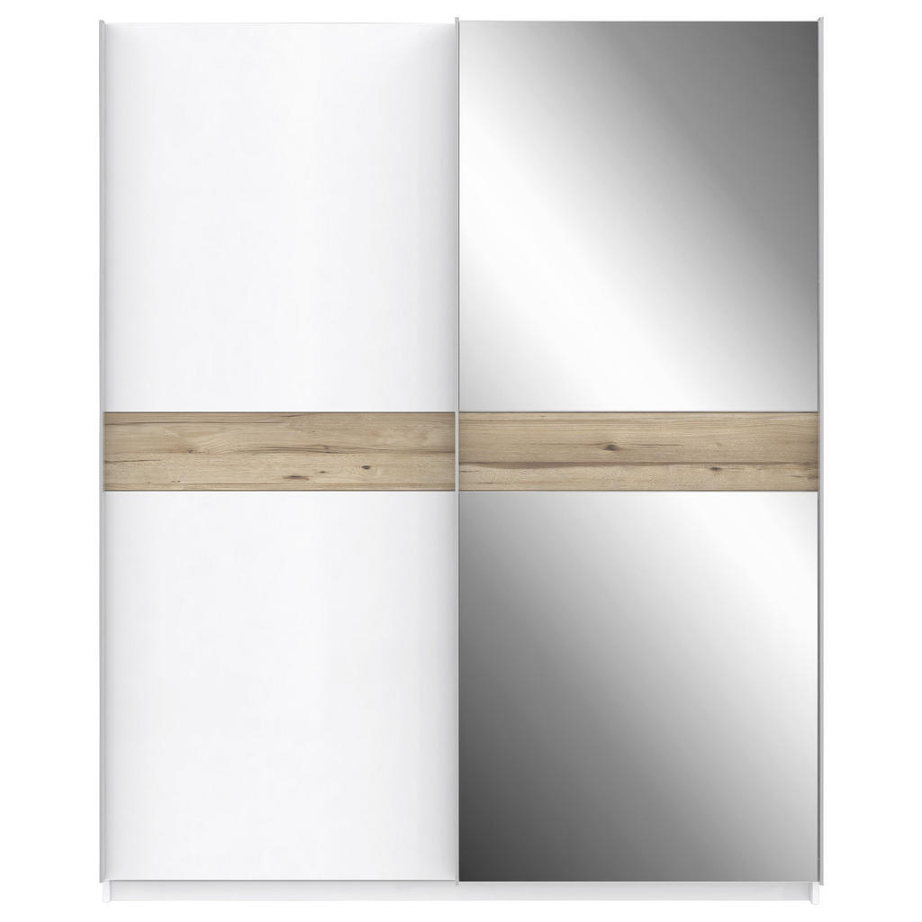 Thumbnail - Xora Schwebetürenschrank, Weiß, Eiche, Metall, 2 Fächer, 170.3x210.5x61.2 cm, Beimöbel erhältlich, Kinder- & Jugendzimme...