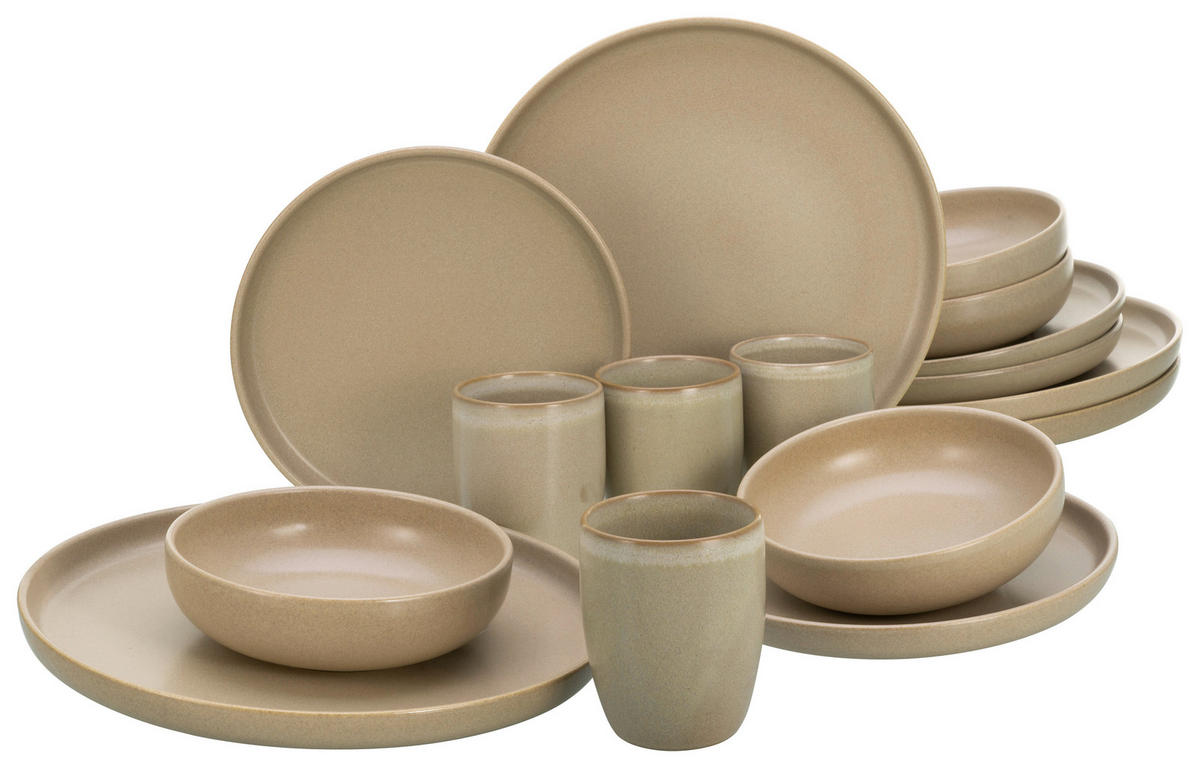 KOMBISERVICE Sandfarben 16-teilig 4 Personen  - Sandfarben, Trend, Keramik (40,5/37/49,5cm) - Creatable