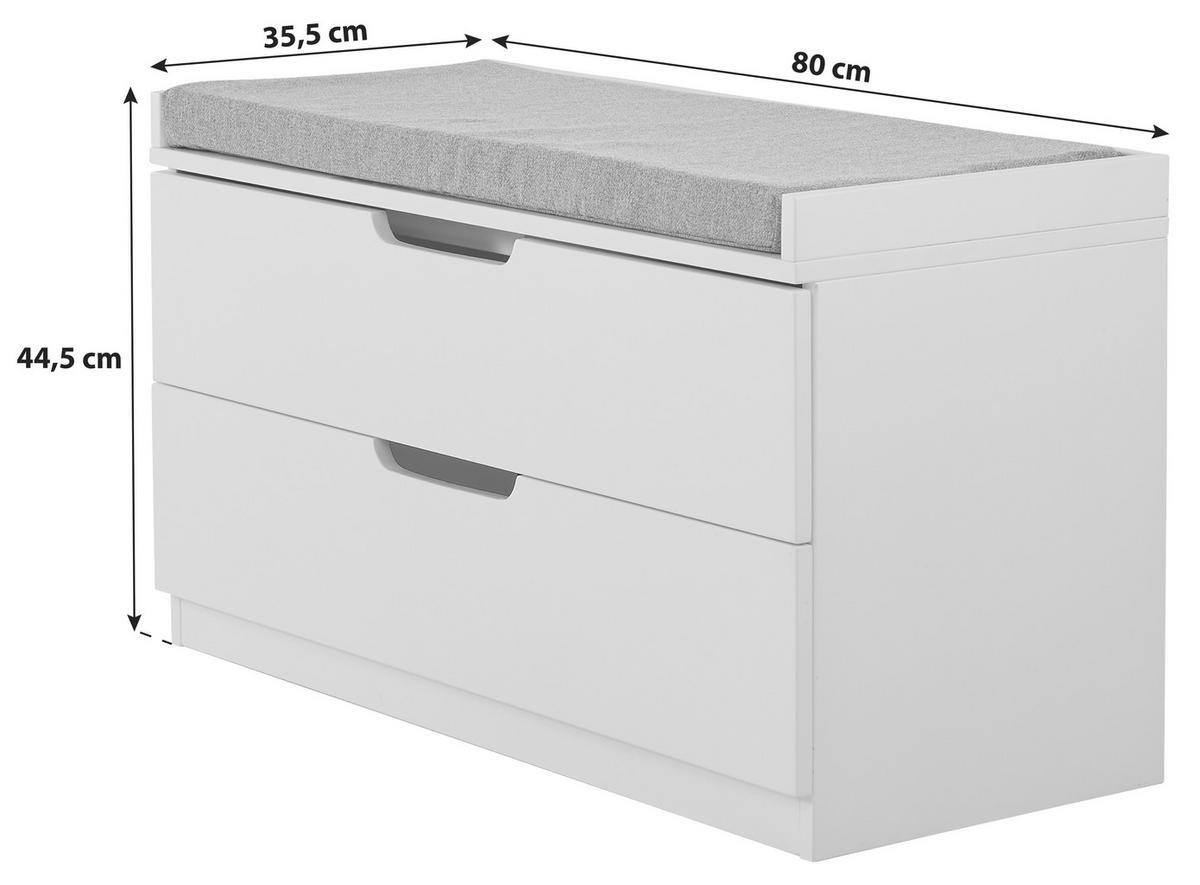 GARDEROBENBANK Vliesstoff Grau, Weiß  - Weiß/Grau, KONVENTIONELL, Holzwerkstoff/Textil (80/44,5/35,5cm) - MID.YOU