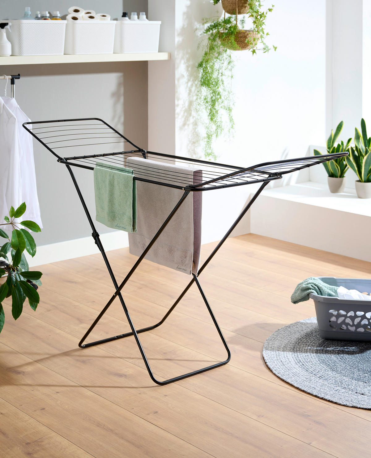 STALAK ZA SUŠENJE RUBLJA - crna/antracit, Basics, metal/plastika (179/55/104cm) - Homeware