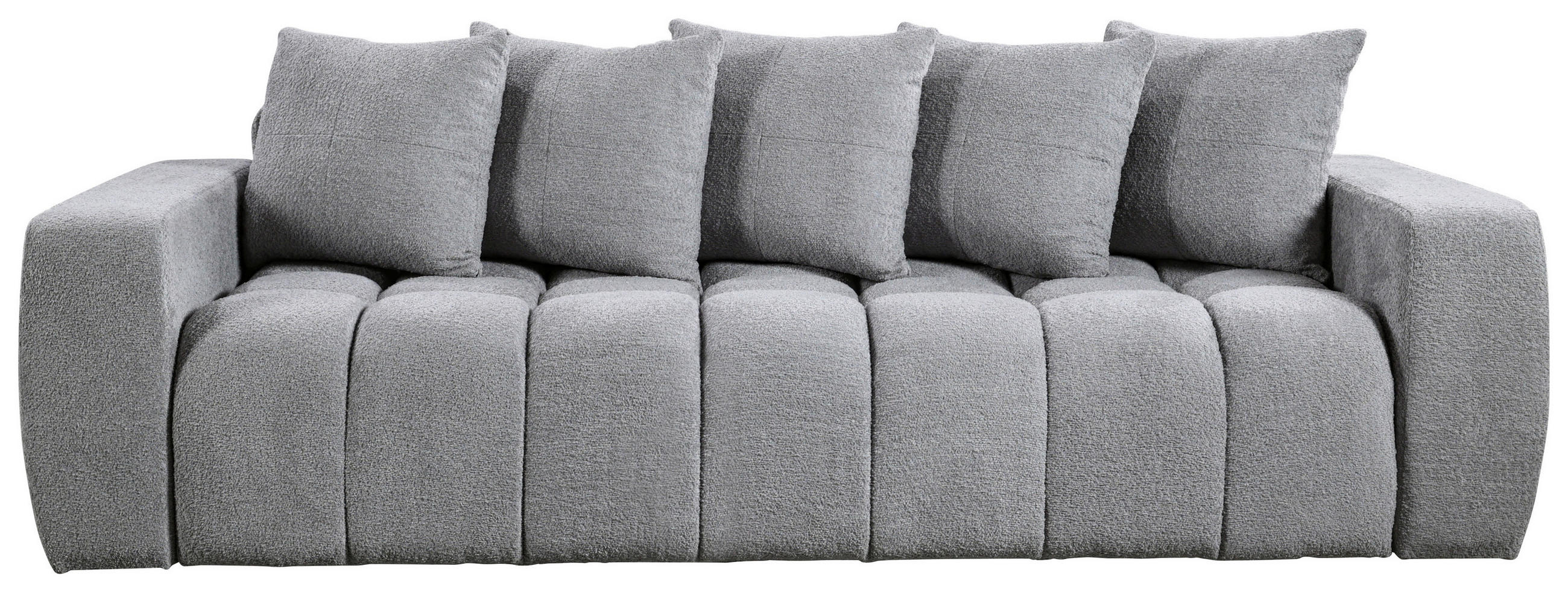 SCHLAFSOFA in Struktur, Bouclé Grau  - Schwarz/Grau, Basics, Kunststoff/Textil (250/86/140cm) - Livetastic
