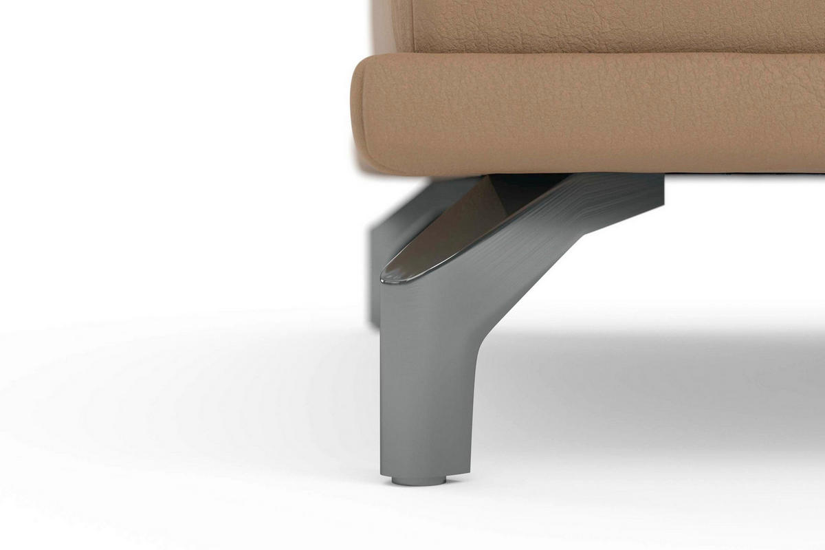 HOCKER COSTELLO E Echtleder Cappuccino  - Schwarz/Cappuccino, Basics, Leder/Metall (133/47/72cm) - Sit & More