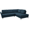 ECKSOFA in Struktur Blau  - Blau/Schwarz, Natur, Textil/Metall (288/233cm) - Valnatura