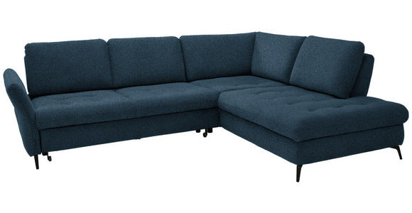 ECKSOFA in Struktur Blau  - Blau/Schwarz, Natur, Textil/Metall (288/233cm) - Valnatura