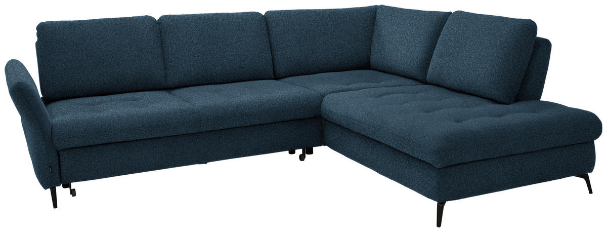 ECKSOFA in Struktur Blau  - Blau/Schwarz, Natur, Textil/Metall (288/233cm) - Valnatura