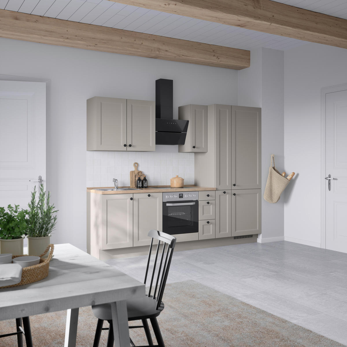 KÜCHENLEERBLOCK 270 cm   in Grau, Eiche dunkel  - Eiche dunkel/Schwarz, MODERN, Holzwerkstoff/Metall (270cm) - Nobilia