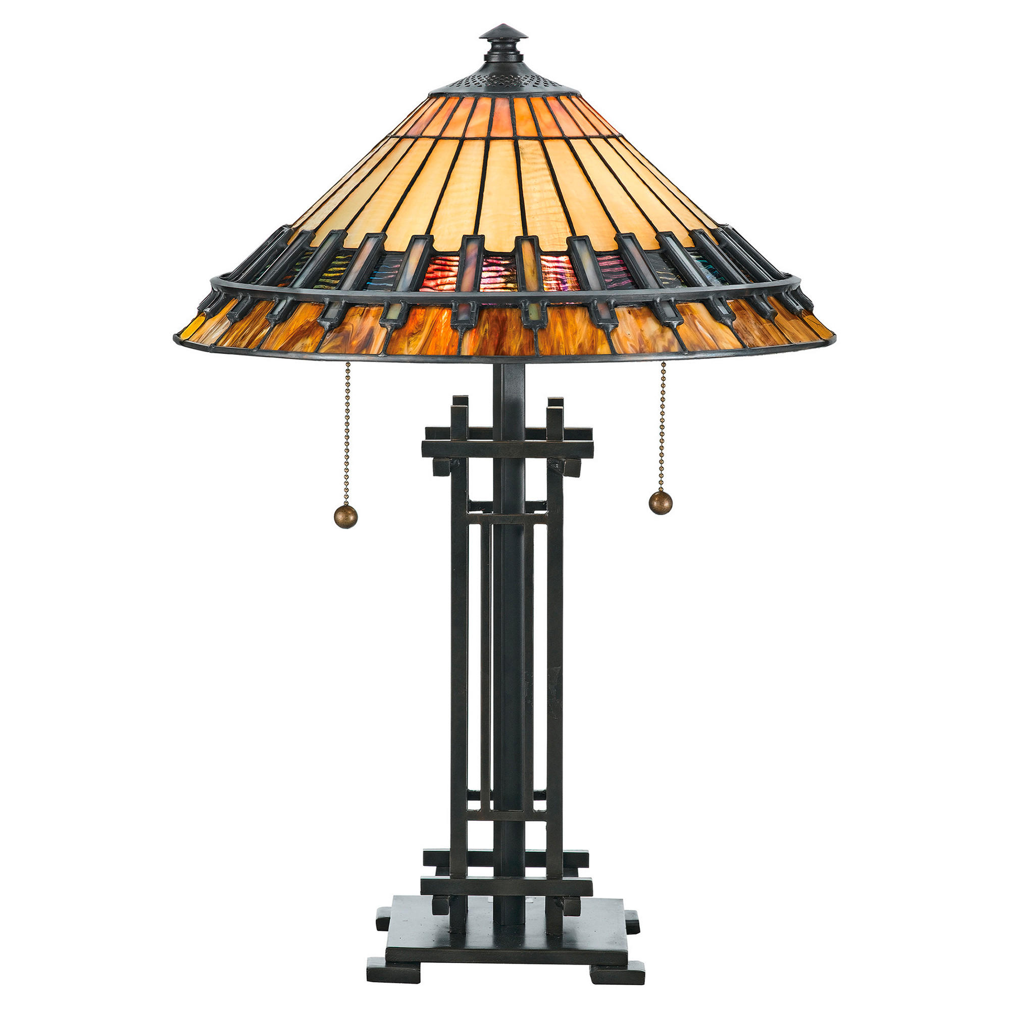 TISCHLEUCHTE 39.4/57,2 cm   - Dunkelbraun/Multicolor, KONVENTIONELL, Glas/Metall (39.4/57,2cm) - Elstead Lighting