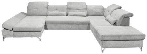 WOHNLANDSCHAFT in Mikrovelours Hellgrau  - Silberfarben/Hellgrau, Modern, Textil/Metall (168/350/245cm) - MID.YOU
