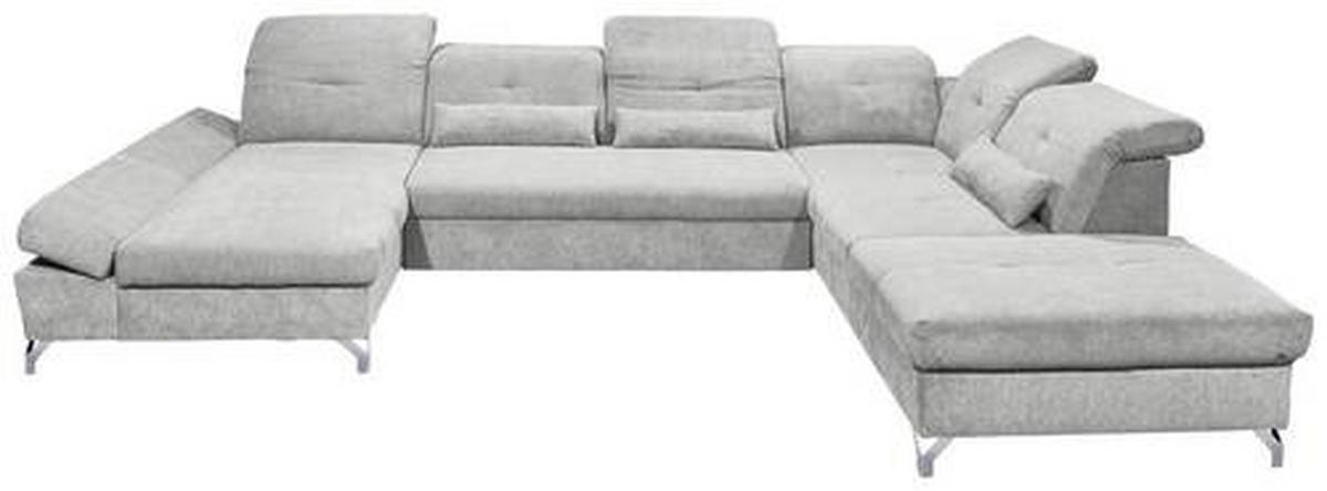 WOHNLANDSCHAFT in Mikrovelours Hellgrau  - Silberfarben/Hellgrau, Modern, Textil/Metall (168/350/245cm) - MID.YOU