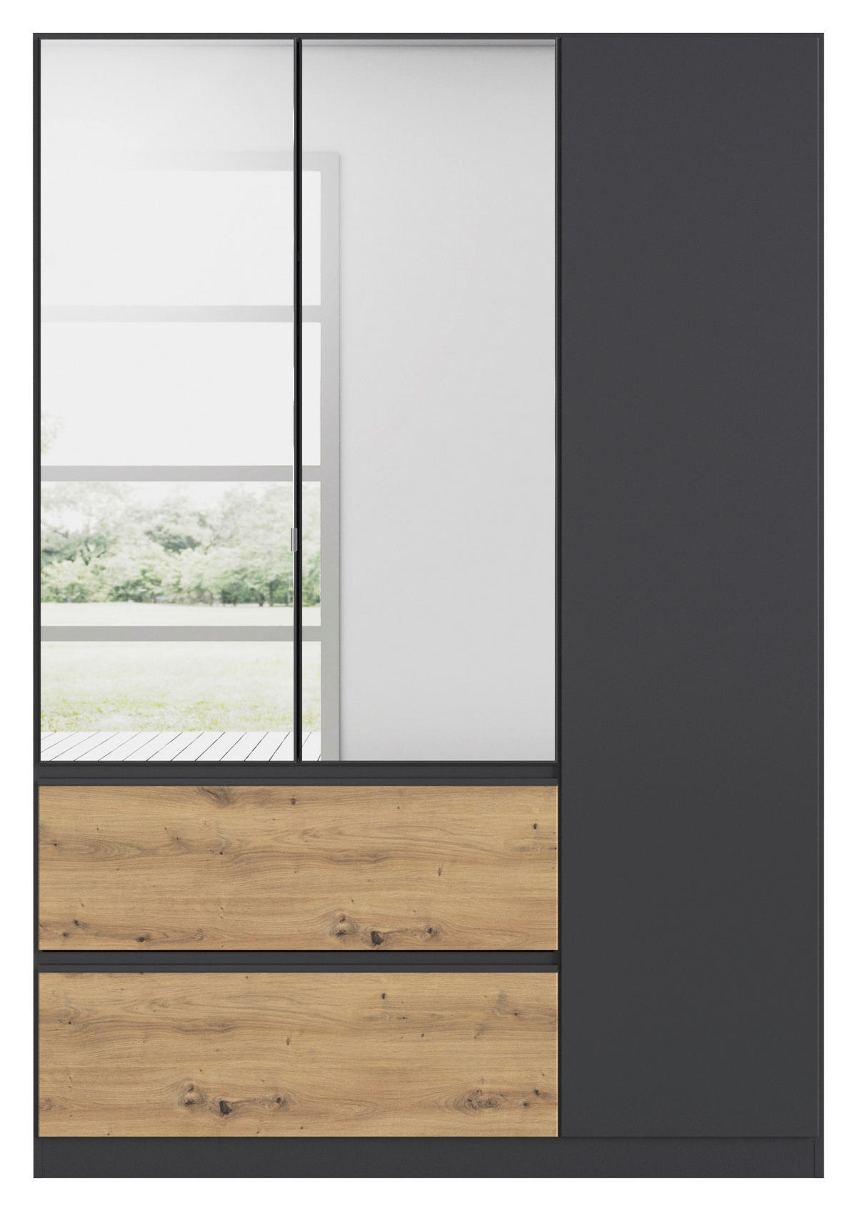 DREHTÜRENSCHRANK in Grau, Eiche Artisan  - Eiche Artisan/Grau, Modern, Holzwerkstoff (136/197/54cm) - Rauch Möbel