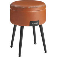 HOCKER in Metall, Textil, Holzwerkstoff Schwarz, Cognac  - Cognac/Creme, Trend, Holzwerkstoff/Textil (32/44/32cm) - MID.YOU