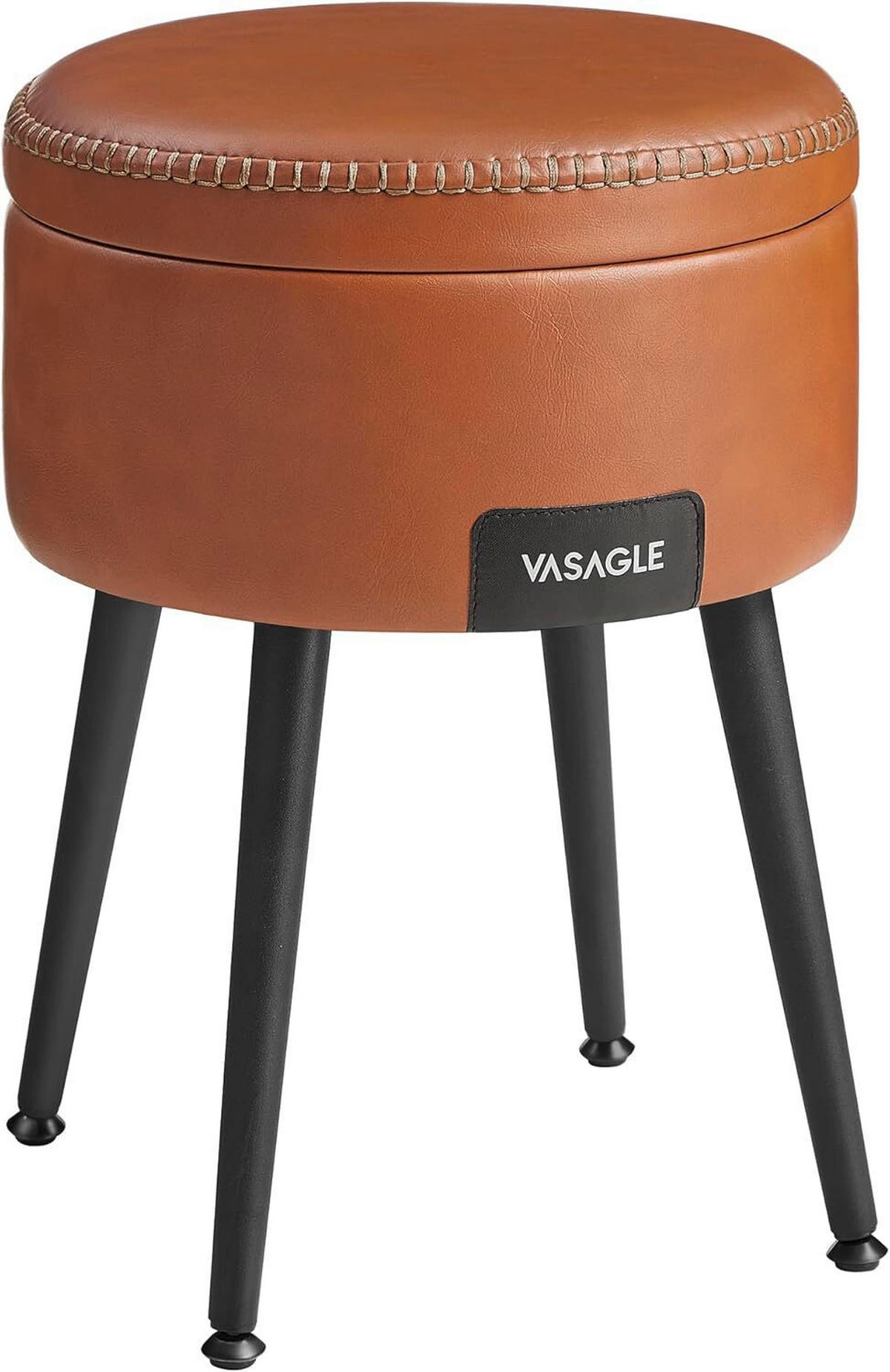 HOCKER in Metall, Textil, Holzwerkstoff Schwarz, Cognac  - Cognac/Creme, Trend, Holzwerkstoff/Textil (32/44/32cm) - MID.YOU