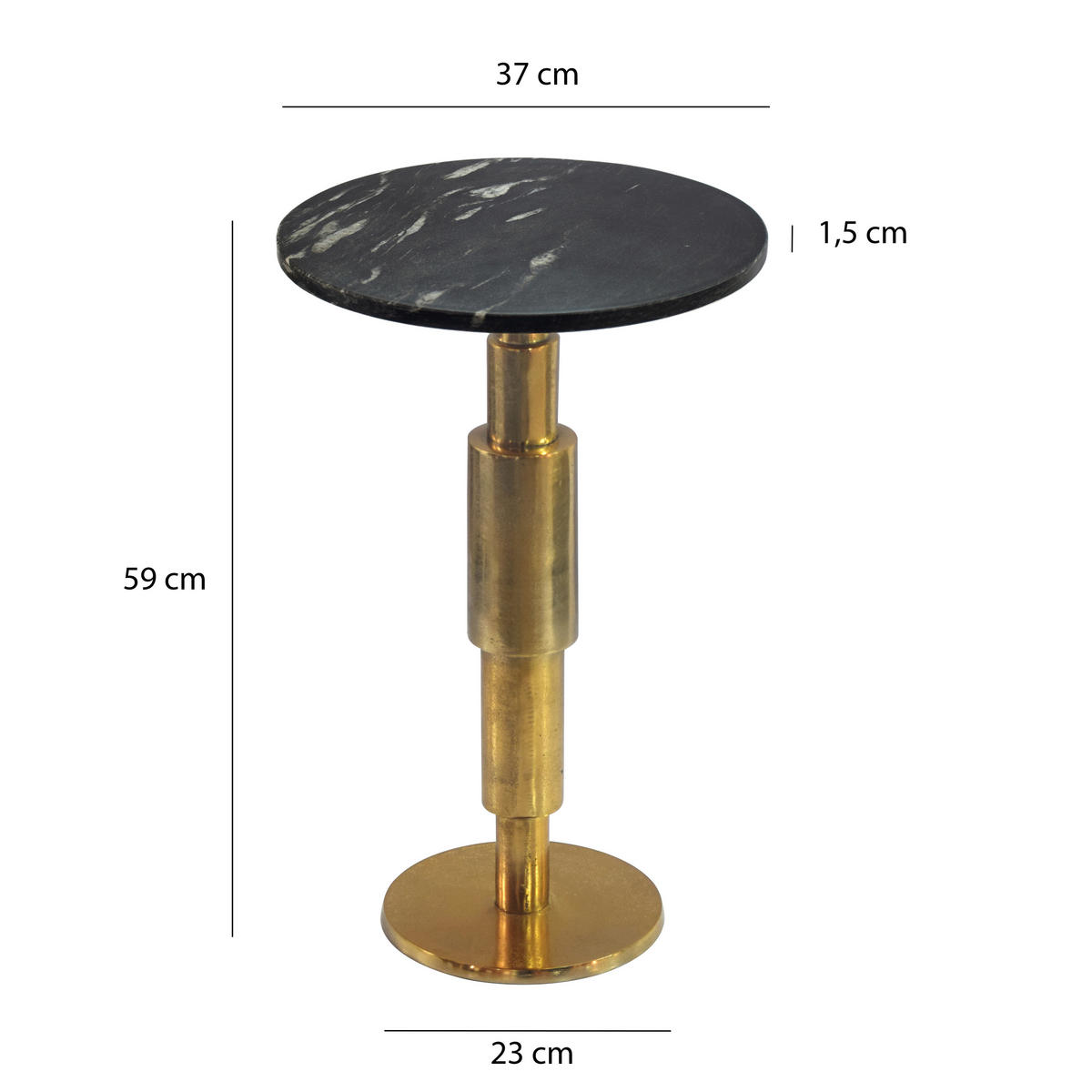 KISASZTAL kő 37/37/59 cm   - fekete/aranyszínű, Design, kő/fém (37/37/59cm) - Livetastic