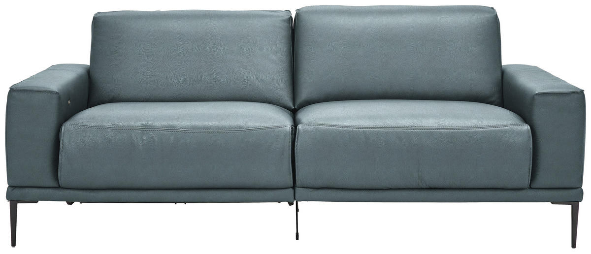 2,5-SITZER in Leder Blau  - Blau/Schwarz, Design, Leder/Metall (200/102/92cm) - Johann Jakob