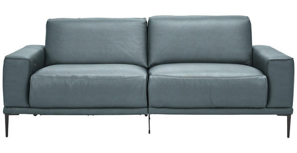 2,5-SITZER in Leder Blau  - Blau/Schwarz, Design, Leder/Metall (200/102/92cm) - Johann Jakob