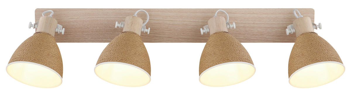 BODOVÉ SVÍTIDLO, 40 W/E14, 85,5/17,5/19 cm - bílá/hnědá, Natur, kov/dřevo (85,5/17,5/19cm) - Globo