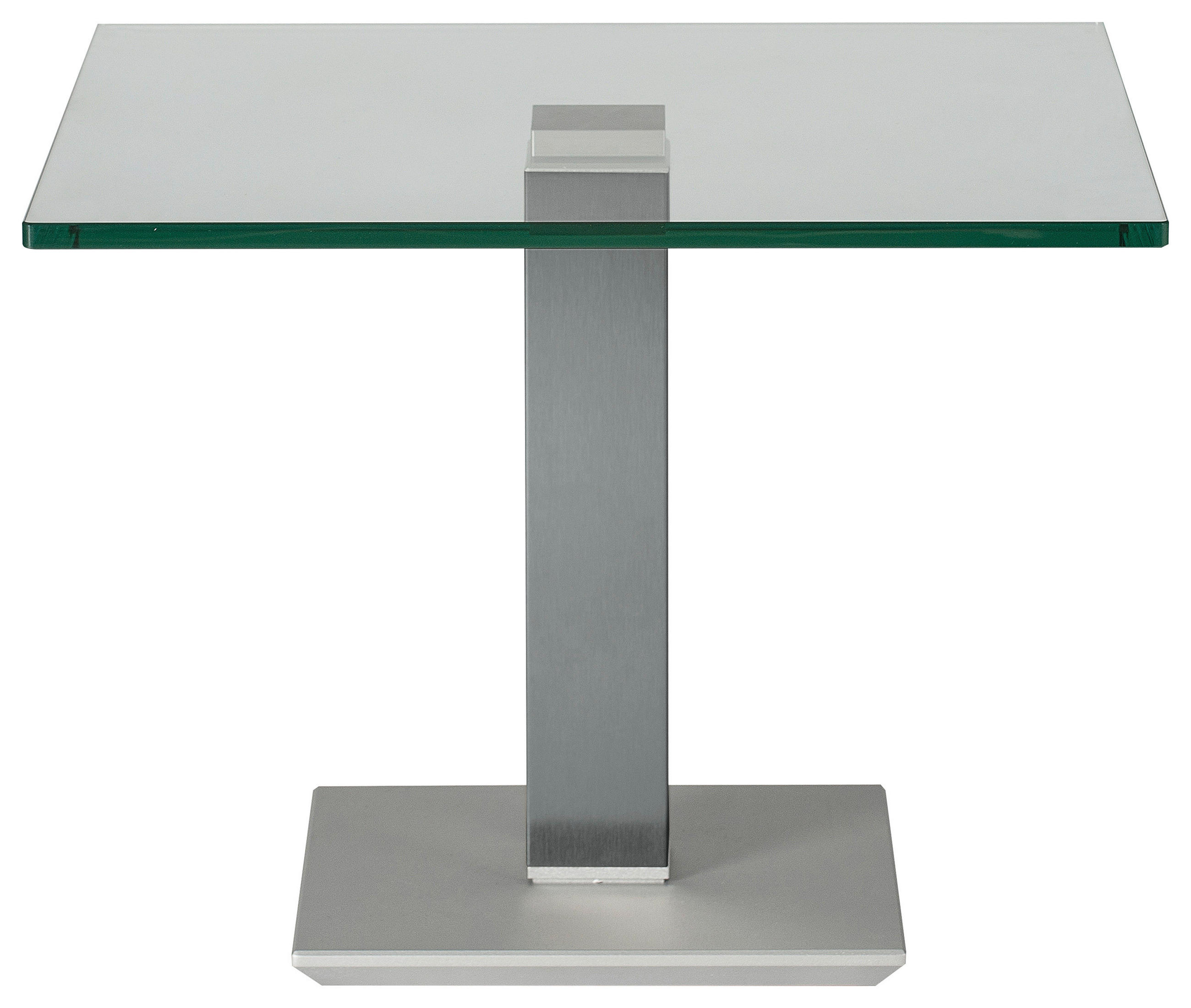 BEISTELLTISCH 60/60/46-65 cm Grau, Edelstahlfarben quadratisch  - Edelstahlfarben/Grau, Design, Glas/Kunststoff (60/60/46-65cm)