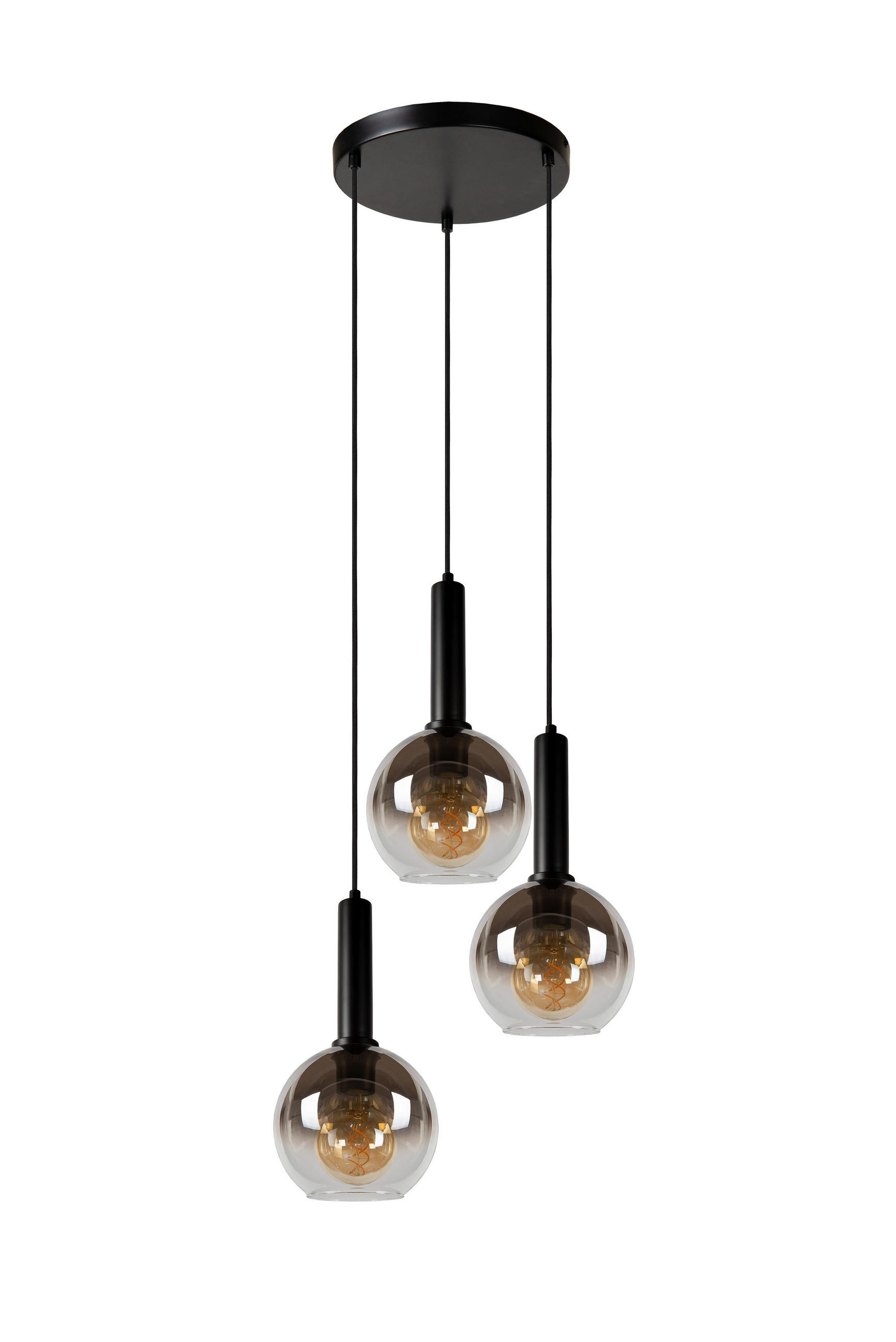 HÄNGELEUCHTE Marius 48.5/150 cm   - Schwarz, Design, Glas (48.5/150cm) - Lucide