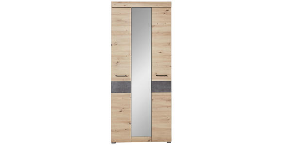 GARDEROBE 6-teilig in 282/201/40 cm - Eiche Artisan/Grau, Design, Glas/Holzwerkstoff (282/201/40cm) - Voleo