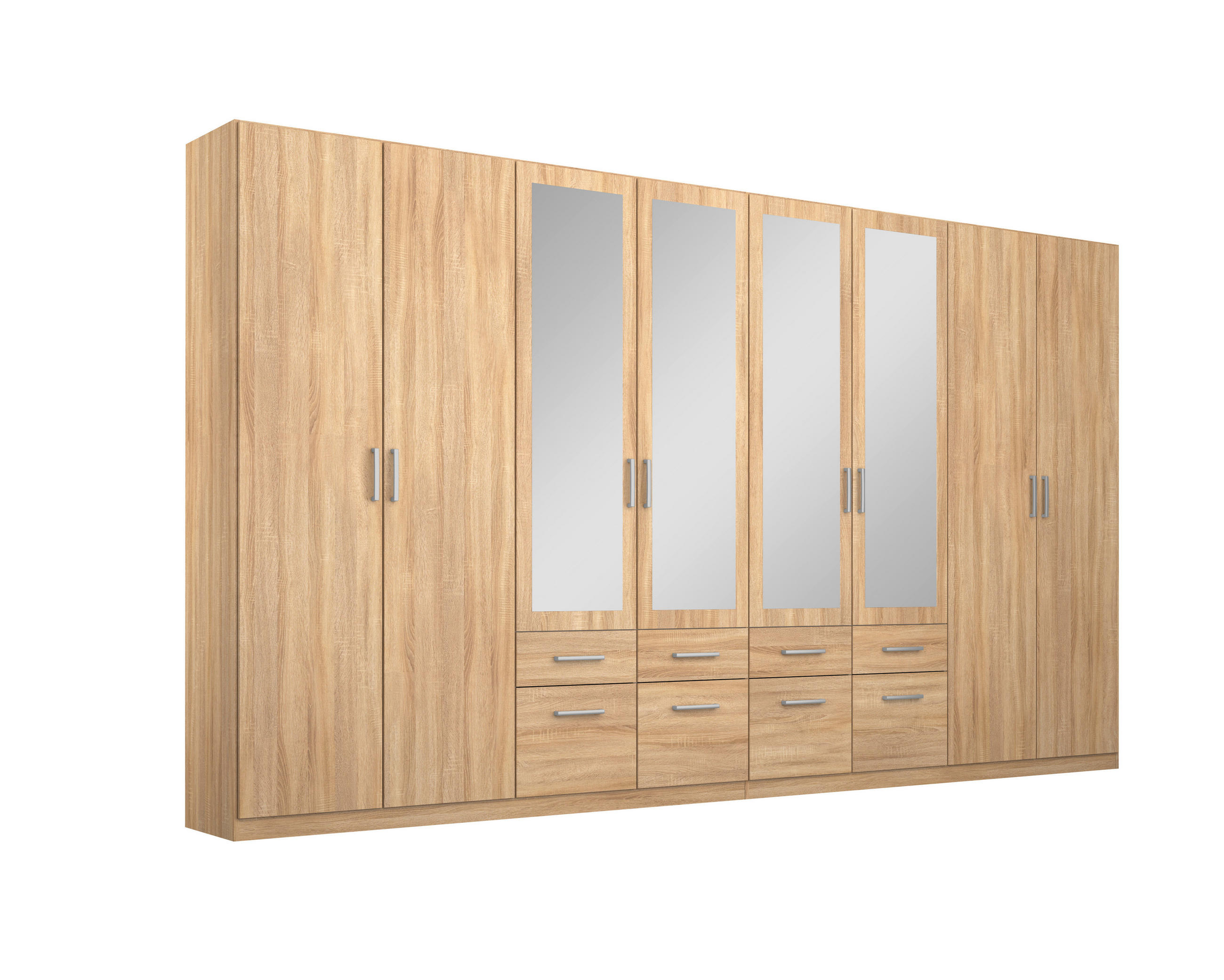 DREHTÜRENSCHRANK in Sonoma Eiche - Alufarben/Sonoma Eiche, Modern, Holzwerkstoff/Kunststoff (360/229/54cm) - Rauch Möbel