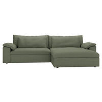 ECKSOFA  Chenille Dunkelgrün  - Dunkelgrün/Schwarz, Modern, Kunststoff/Textil (306/198cm) - Carryhome