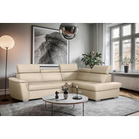 ECKSOFA  in Lederlook Echtleder Grau  - Silberfarben/Grau, Leder/Holz (262/211cm) - Celina Home