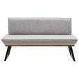 SITZBANK 140/87/64 cm Webstoff Schwarz, Eichefarben, Hellgrau Eiche massiv  - Eichefarben/Hellgrau, Design, Holz/Textil (140/87/64cm) - Voleo