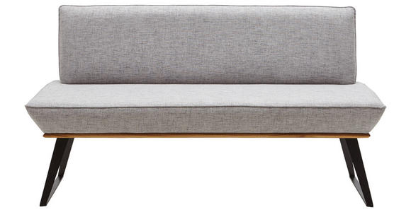SITZBANK 140/87/64 cm in Schwarz, Eichefarben, Hellgrau - Eichefarben/Hellgrau, Design, Holz/Textil (140/87/64cm) - Voleo