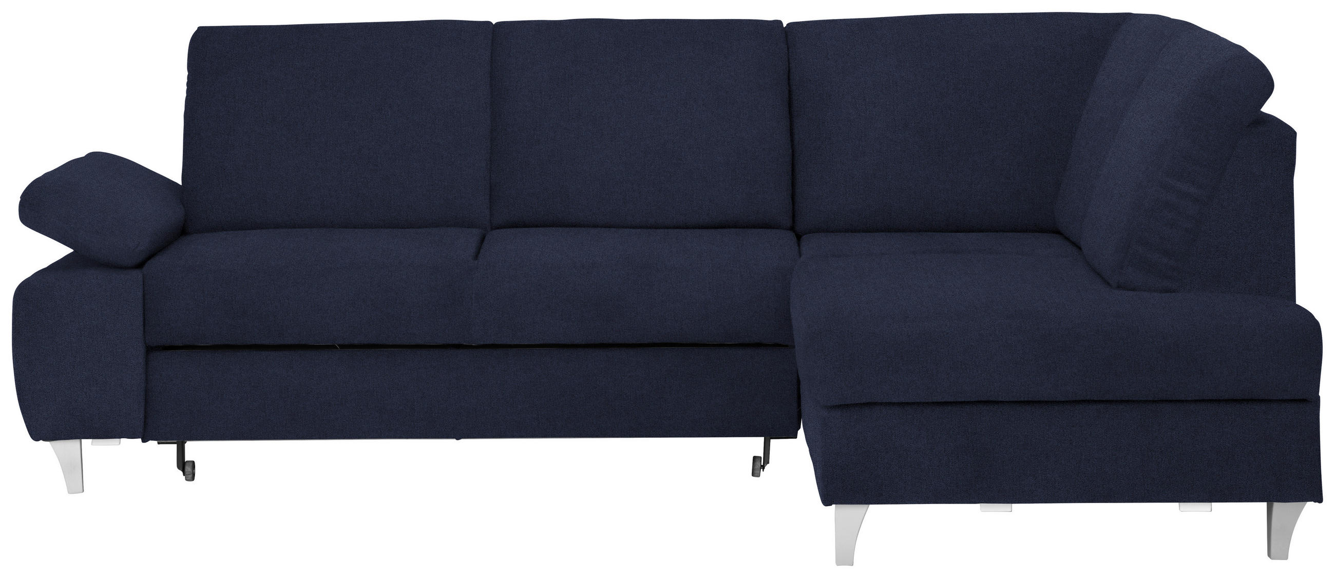 ECKSOFA in Flachgewebe Dunkelblau  - Silberfarben/Dunkelblau, Konventionell, Holz/Textil (255/186cm) - Cantus