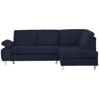 ECKSOFA in Flachgewebe Dunkelblau  - Silberfarben/Dunkelblau, Konventionell, Holz/Textil (255/186cm) - Cantus