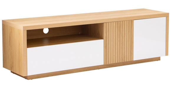 LOWBOARD  in 162/49/40 cm  - Weiß Hochglanz/Eichefarben, KONVENTIONELL, Holzwerkstoff (162/49/40cm) - Xora