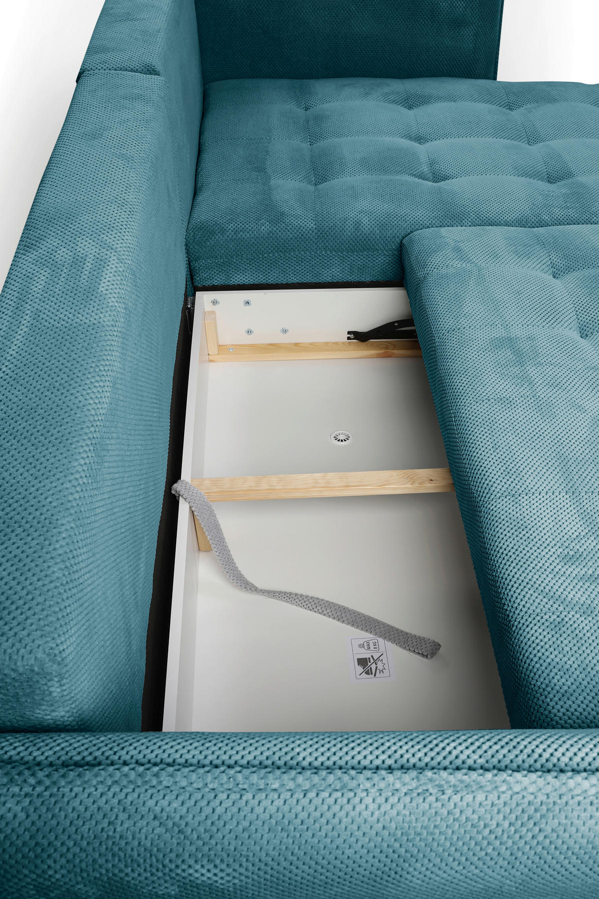 ECKSOFA in Chenille Blau  - Blau/Schwarz, Modern, Textil/Metall (285/200cm) - MID.YOU