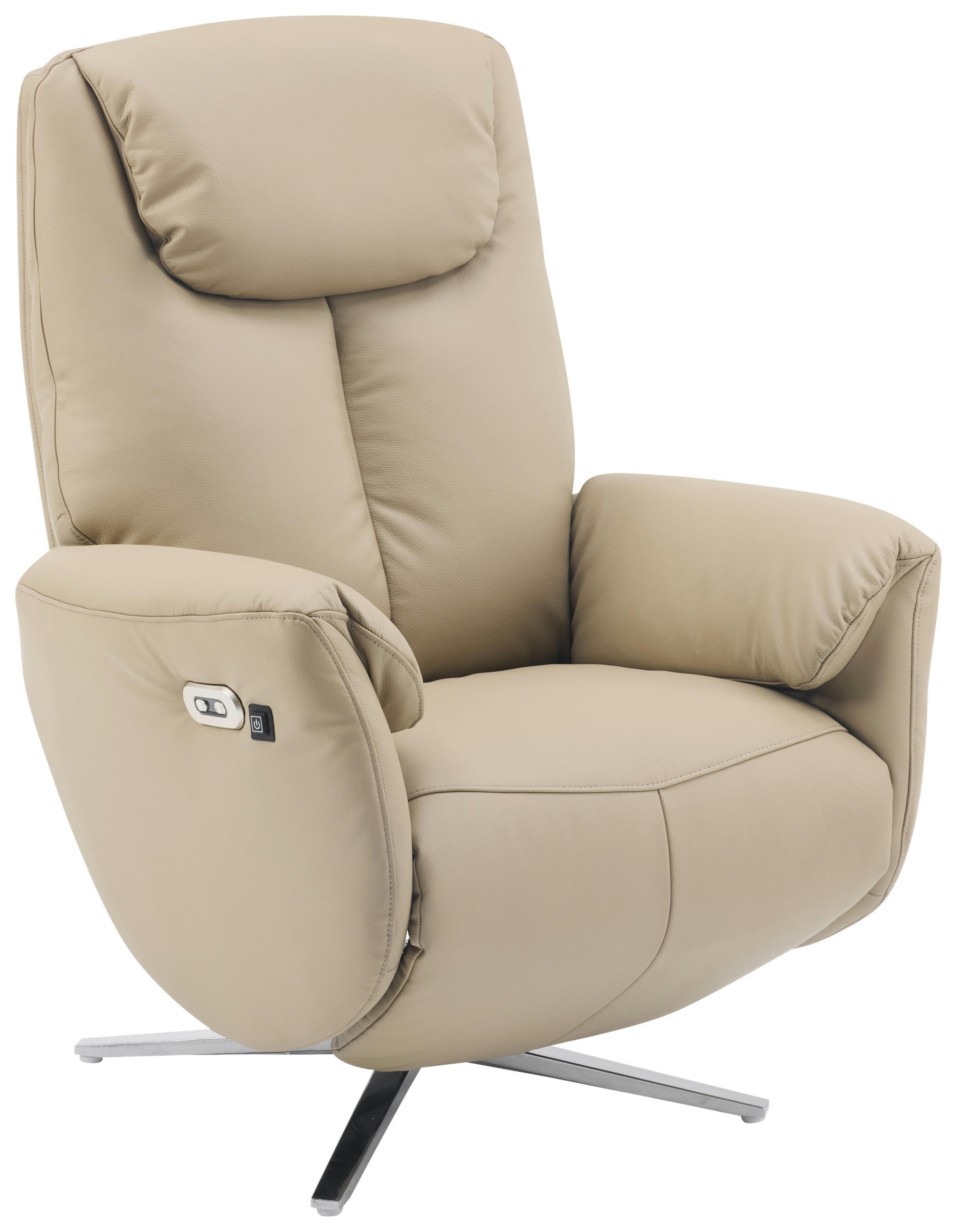 MASSAGESESSEL Lederlook Taupe  - Taupe/Chromfarben, Design, Leder/Textil (79/110/85cm) - Livetastic