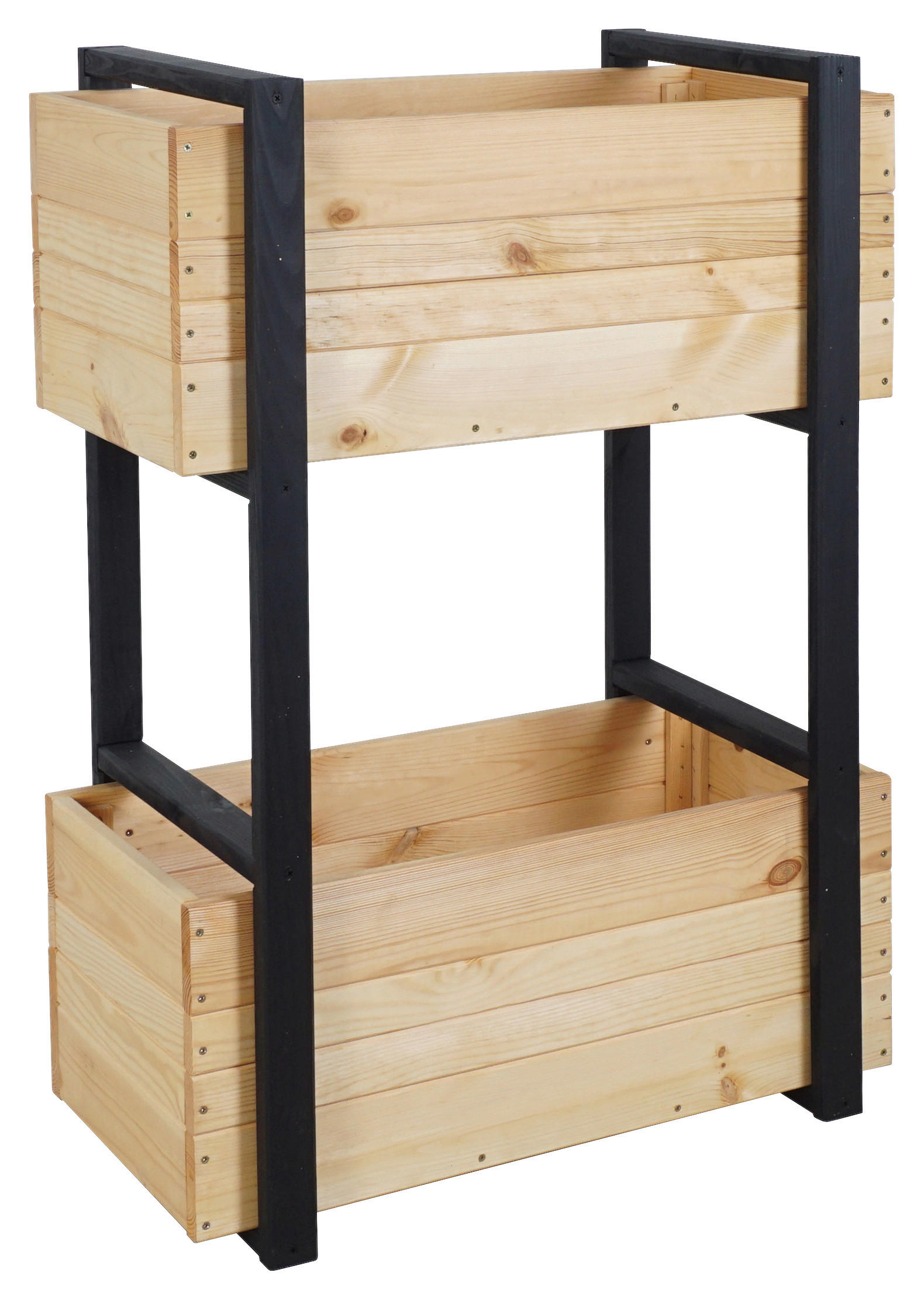 BLUMENKASTEN  - Schwarz/Kieferfarben, Basics, Holz (70/97/38cm) - Siena Garden