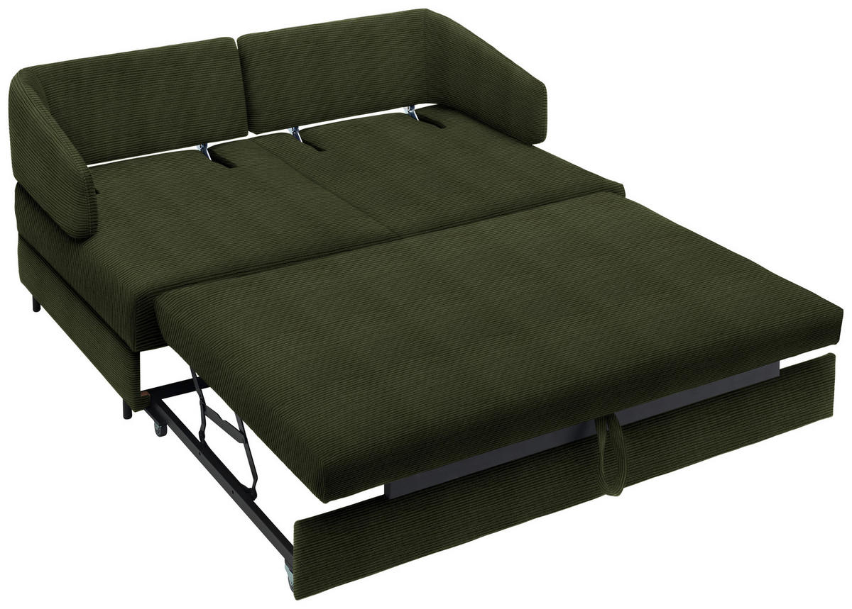 SCHLAFSOFA in Textil Dunkelgrün  - Dunkelgrün/Schwarz, Design, Textil/Metall (172/76-89/112-120cm) - Bali