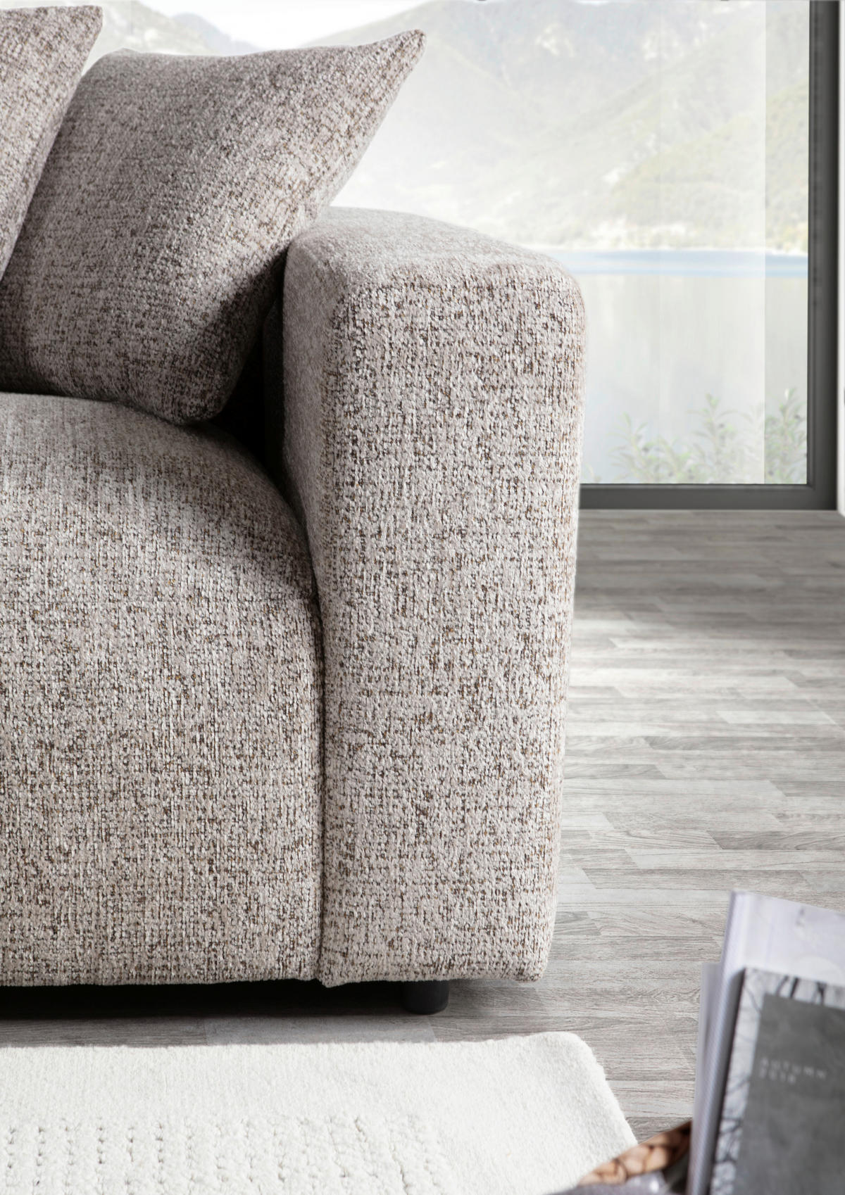 ECKSOFA Braun Chenille  - Creme/Schwarz, MODERN, Kunststoff/Textil (178/231cm) - Carryhome