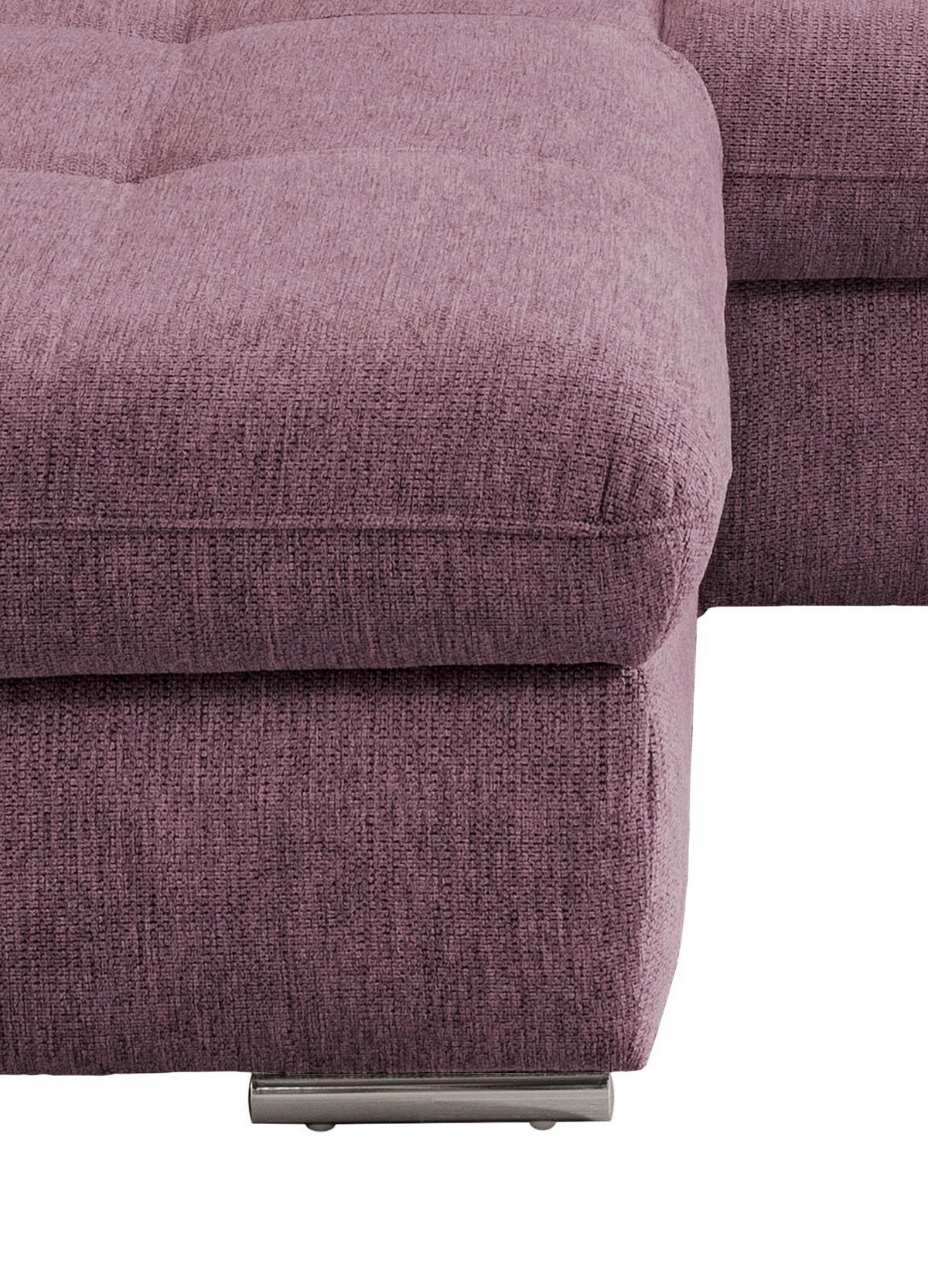 ECKSOFA in Chenille Brombeere  196/300 cm  - Chromfarben/Brombeere, Design, Textil/Metall (196/300cm) - Livetastic