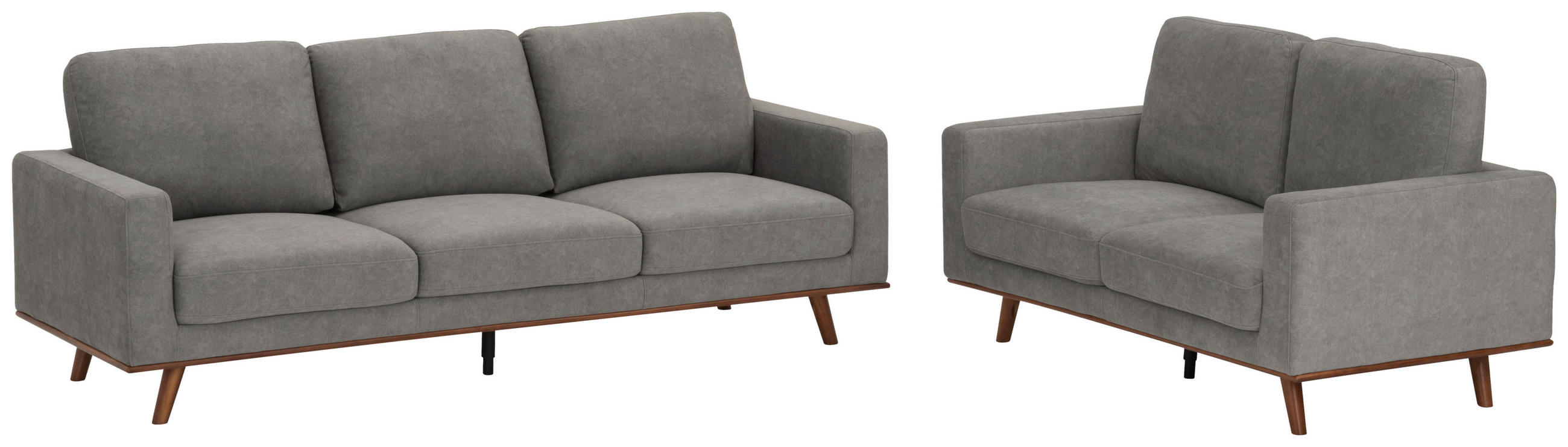 SITZGARNITUR Webstoff Grau  - Naturfarben/Grau, Design, Holz/Textil - MID.YOU