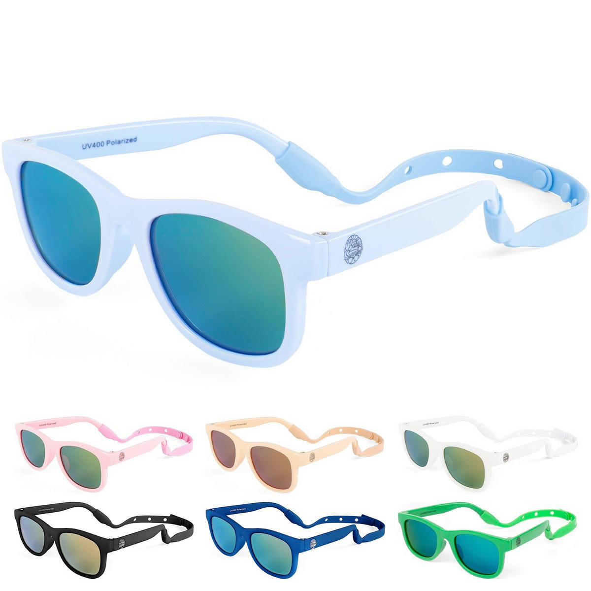 BABY-SONNENBRILLE MIT BAND  - Hellblau, Basics, Kunststoff