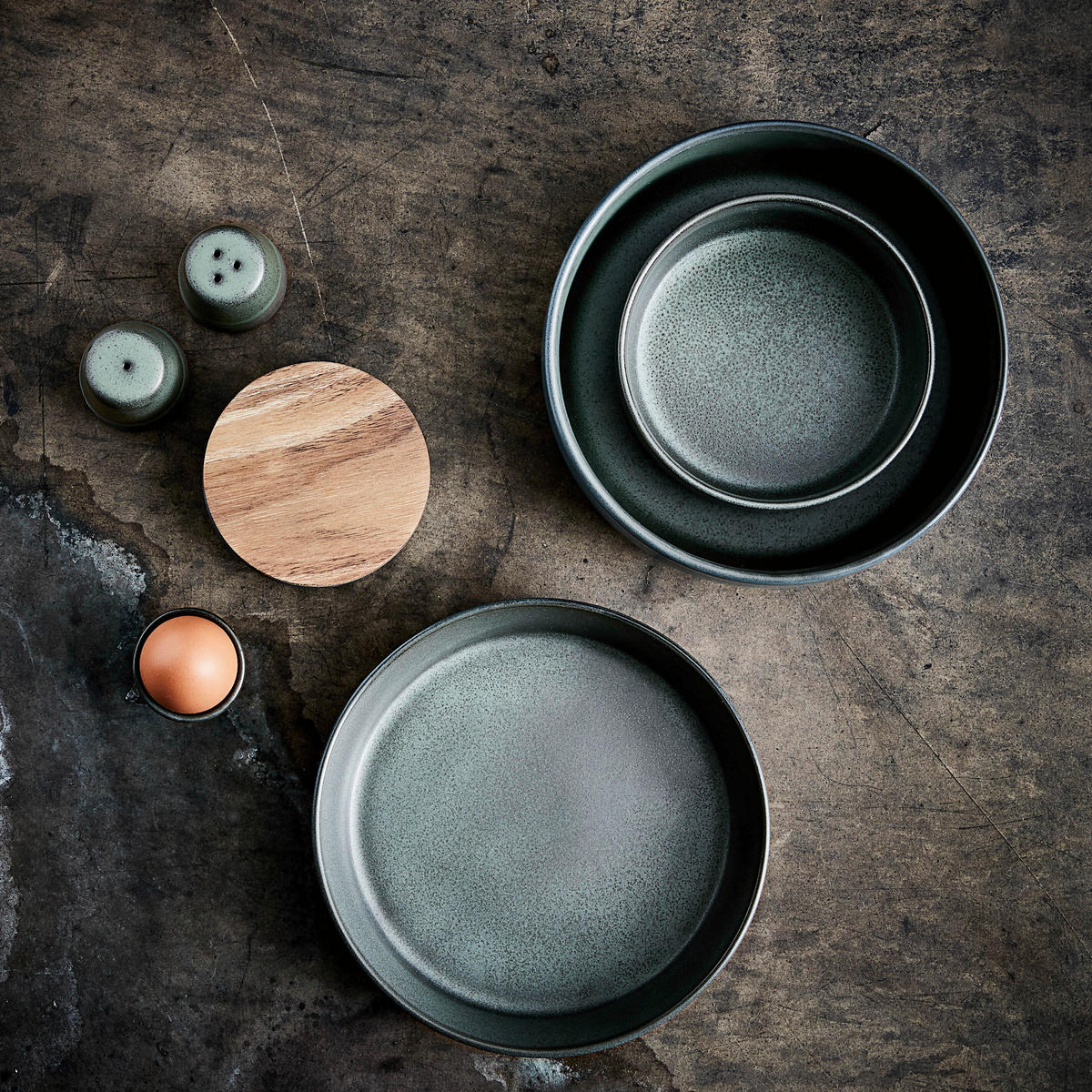 SCHÜSSEL RAW  - Waldgrün, Basics, Keramik (14/14/6cm) - Aida