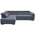 ECKSOFA in Feincord Blaugrau  205/284 cm  - Blaugrau/Schwarz, Design, Kunststoff/Textil (205/284cm) - Xora