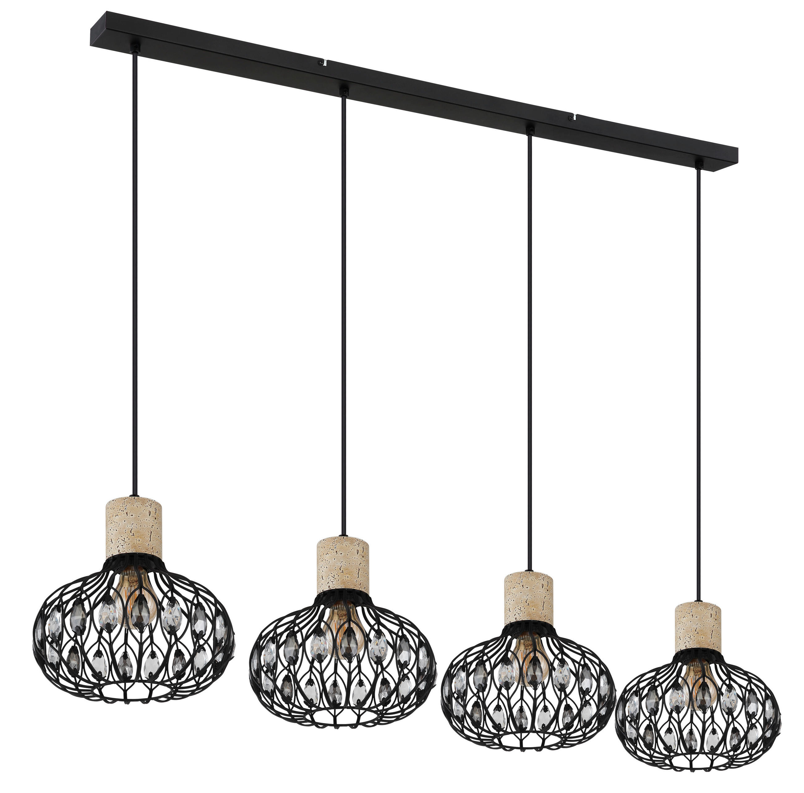 HÄNGELEUCHTE 115/25/150 cm  - Klar/Schwarz, Basics, Glas/Kunststoff (115/25/150cm) - Globo