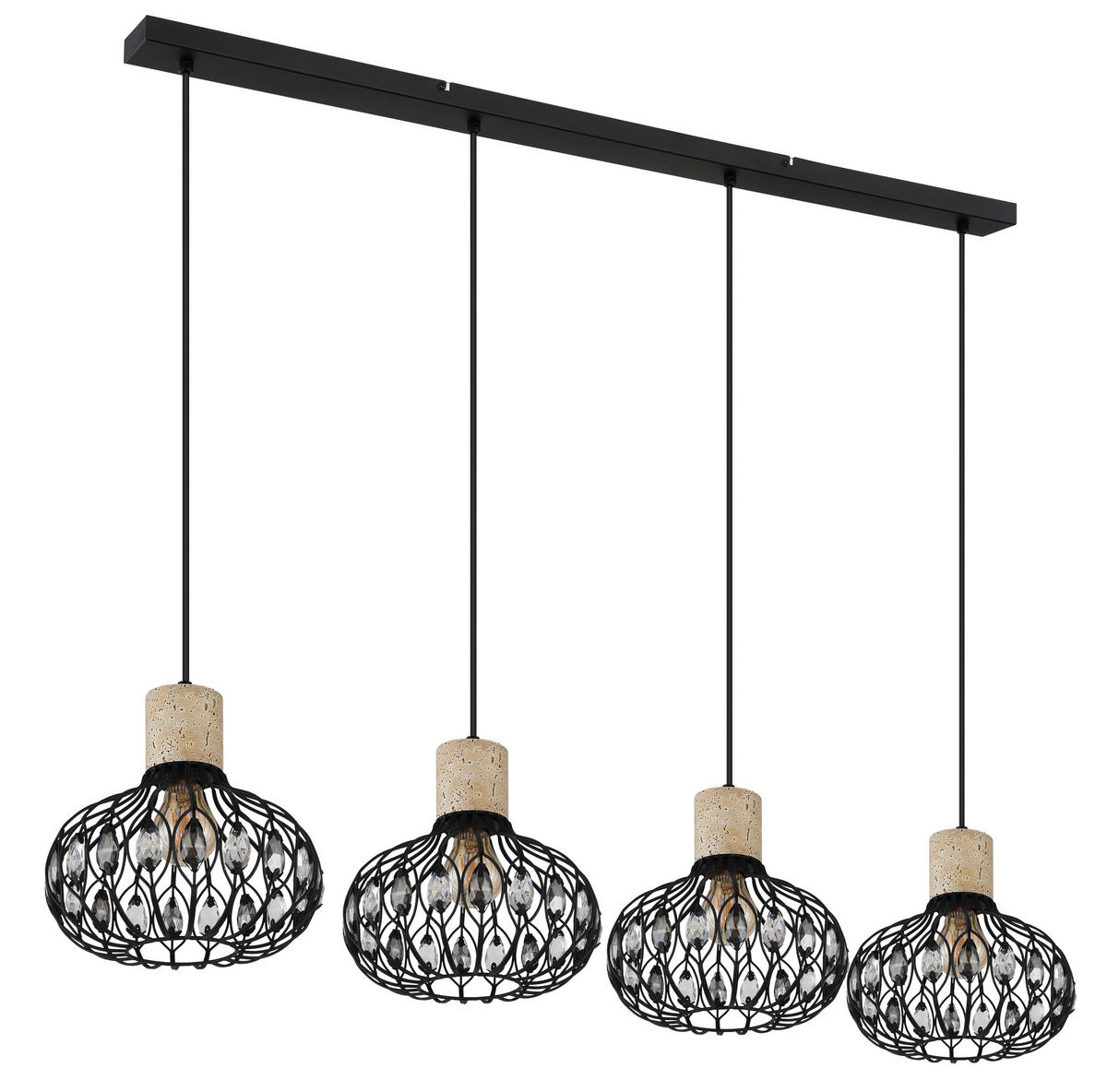 HÄNGELEUCHTE 115/25/150 cm  - Klar/Schwarz, Basics, Glas/Kunststoff (115/25/150cm) - Globo