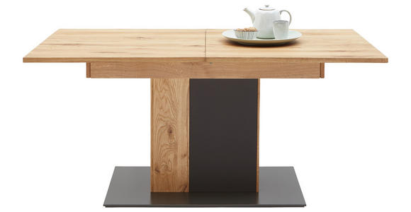 ESSTISCH Anthrazit, Eichefarben rechteckig ausziehbar - Eichefarben/Anthrazit, Natur, Glas/Holz (160-200/90/75,4cm) - Waldwelt